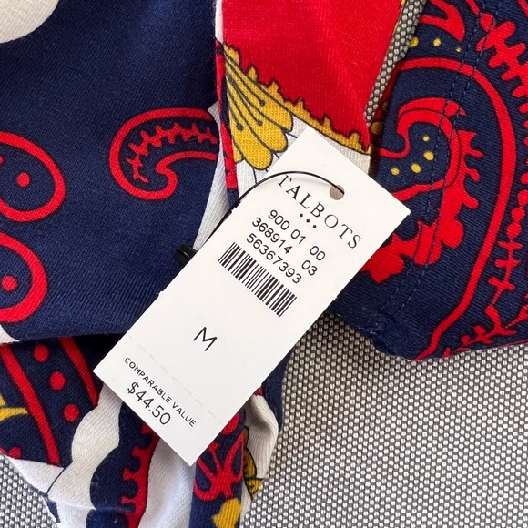 TALBOTS Cotton Long Sleeve Tee/ India Ink Multi - Picture 4 of 4